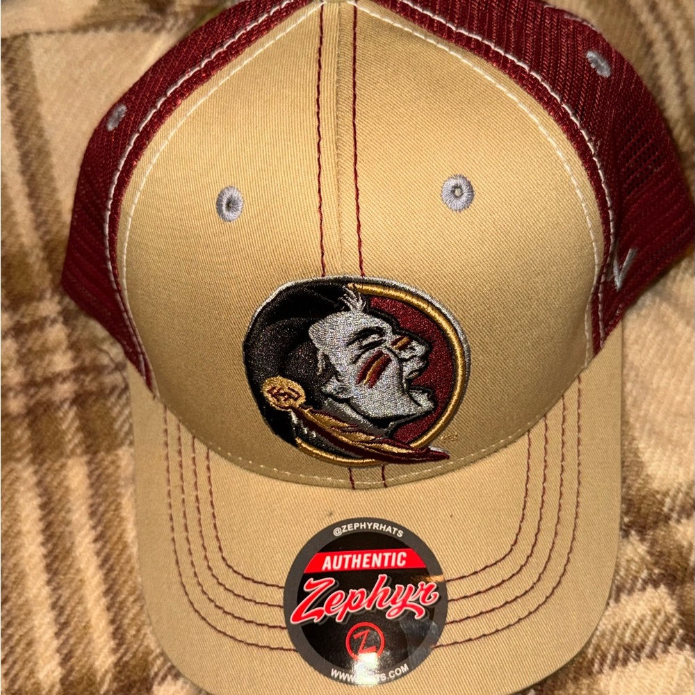 Zephyr Beige and Burgundy Hat